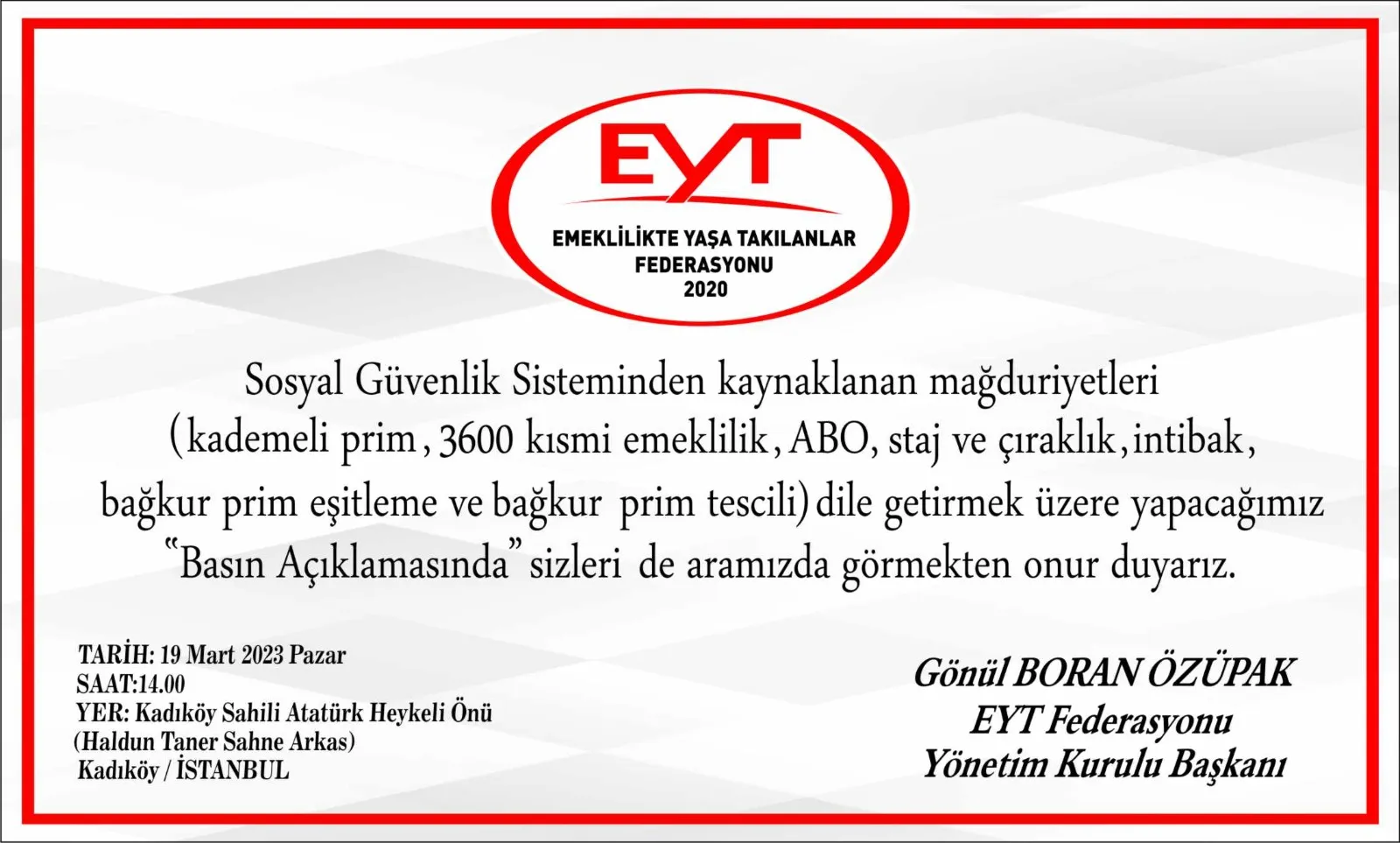 Kadıköy İskele Meydanında Saat 14.00’de Açıklama