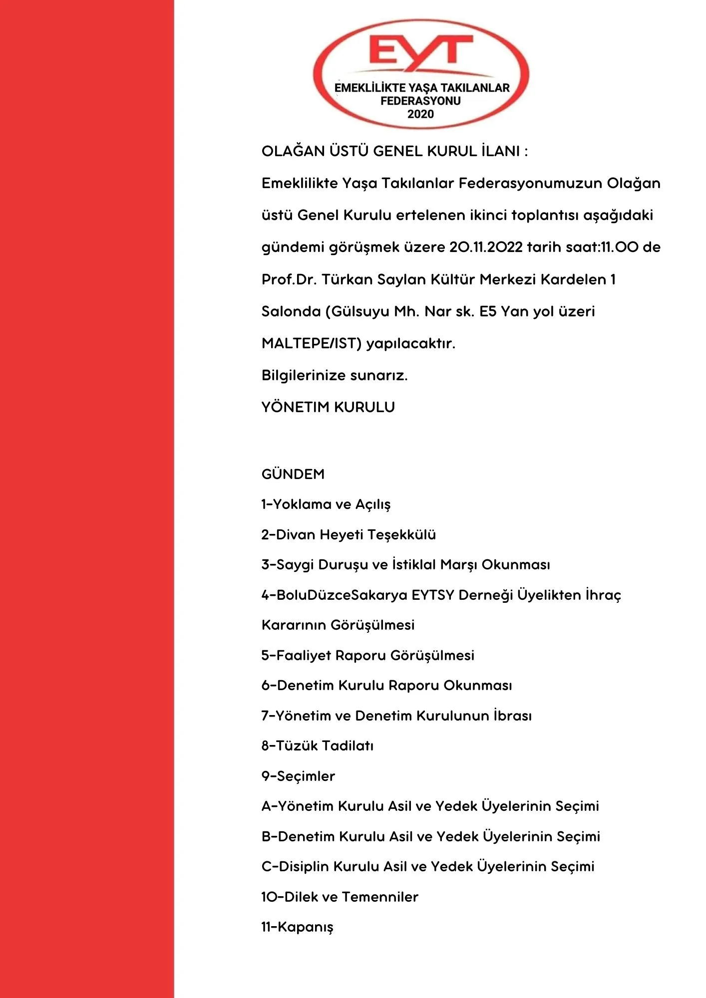 Genel Kurul İlanı